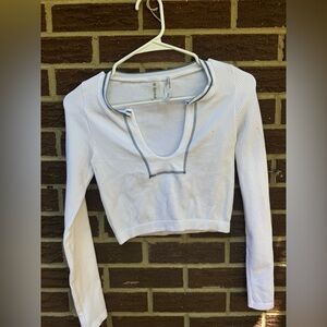 Altard State Revival White Ribbed Cutout Top